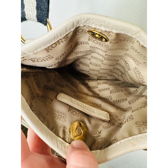 MICHAEL KORS Yellow Navy Geometric Design Patent Leather Crossbody Handbag - Picture 2 of 10